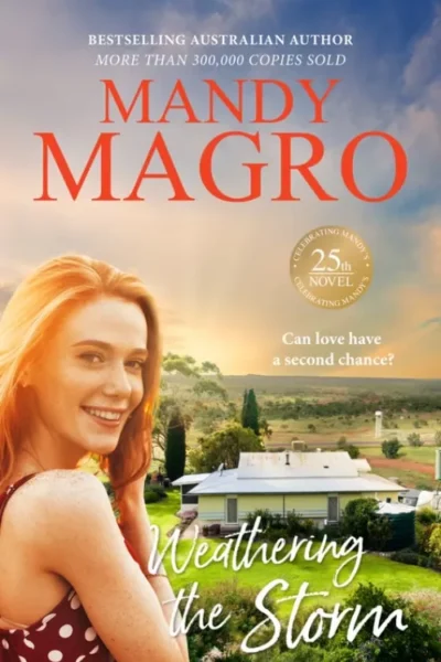 Mandy Magro's "Weathering the Storm" cover features a smiling woman with red hair, against a rural backdrop.